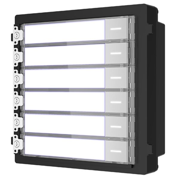 Modul de extensie videinterfon cu sase butoane de apelare Hikvision DS-KD-KK; montaj aplicat sau ingropat (acesoriile de montaj