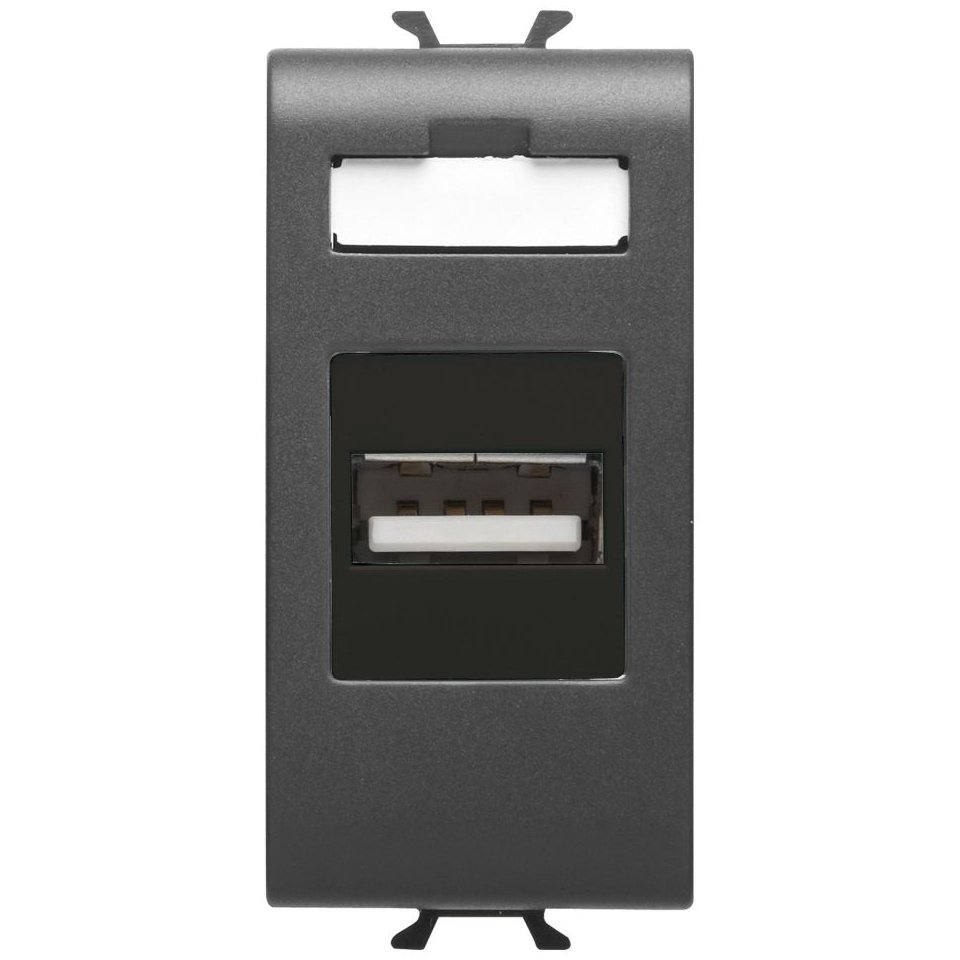 Priza USB 1 modul Gewiss Chorus GW12459, negru satin