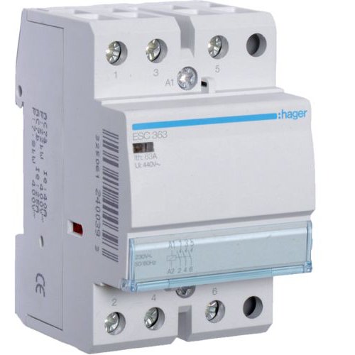 Contactor, 63A, 3ND, 230V Hager ESC363