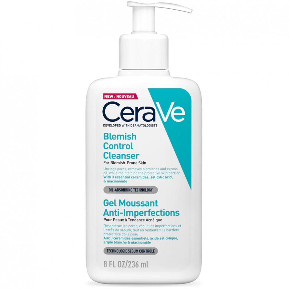 Gel de curatare spumant CeraVe anti-imperfectiuni cu acid salicilic pentru ten gras cu tendinta acneica (Gramaj: 236 ml, Concentratie: Gel de curatare)