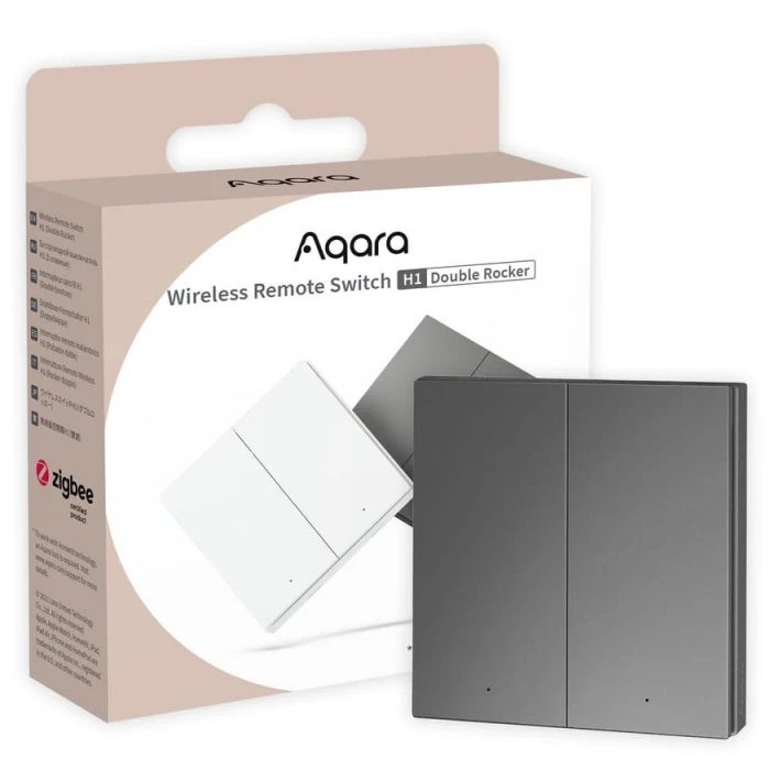 Telecomanda AQARA Wireless Remote Switch H1 Double Rocker (WRS-R02-G), Gri 6975833357239