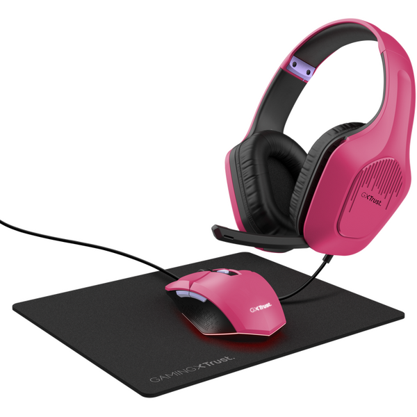Bundle Casti 3-In-1 GXT790P + Mouse 6400dpi + Mousepad Roz/Negru
