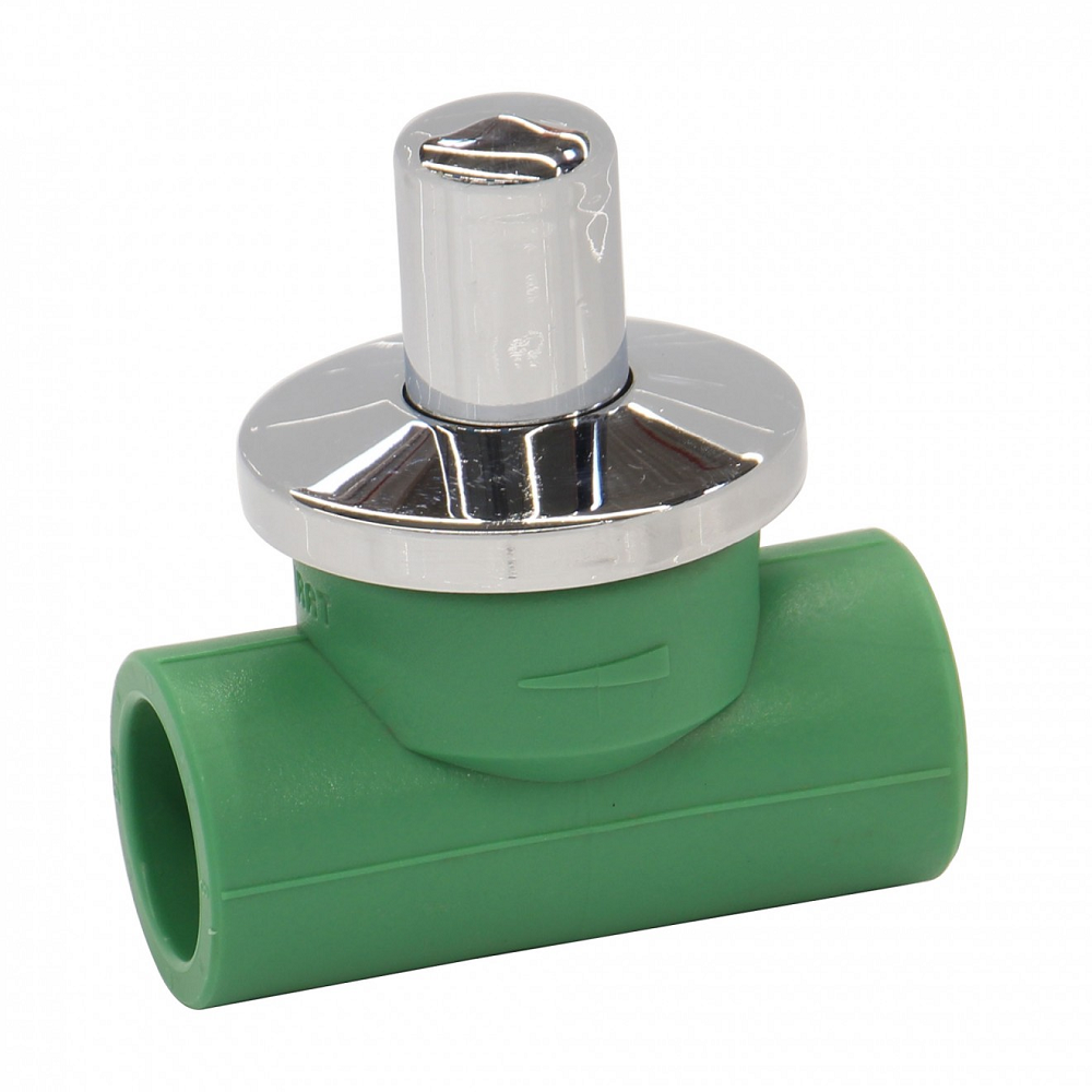 Robinet de trecere incastrat PPR Hausterm, cu ventil, verde, 20 mm