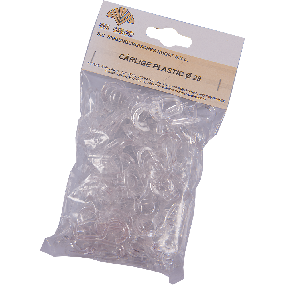 Carlig pentru inele galerie, transparent, set 100 buc