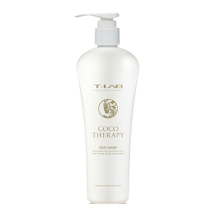 Masca de par T-LAB Professional Coco Therapy DUO reconstructie completa a parului, 300 ml