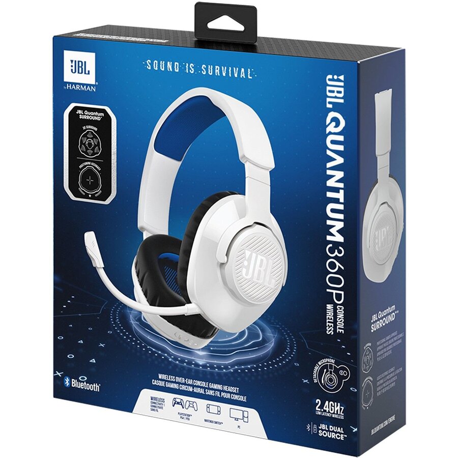Casti Gaming Quantum 360P Console Wireless pentru PlayStation 5 / PC / Nintendo Switch / Mac Microfon Detasabil Alb/Albastru