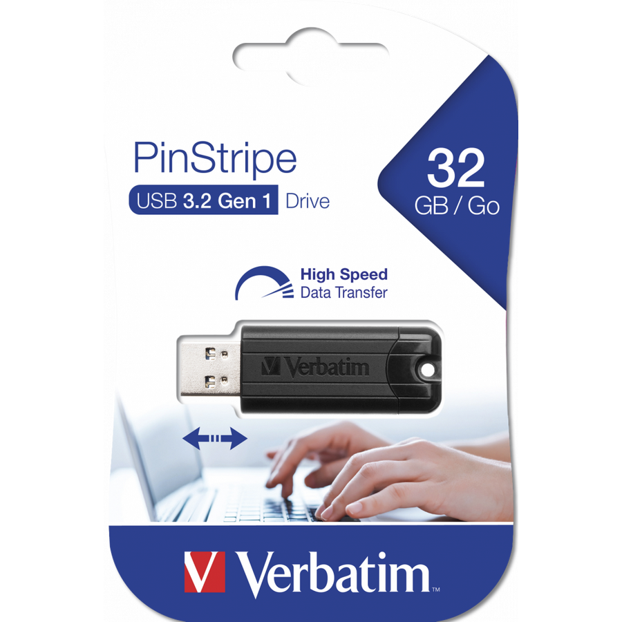 Memorie USB Verbatim 49317 Pinstripe USB3.0 32 GB, negru