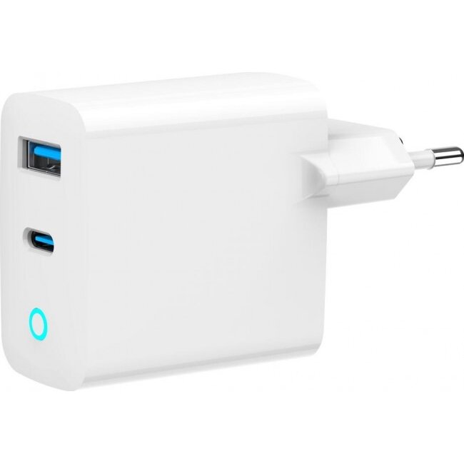 Incarcator Retea GaN USB A  QC3.0 18W Type-C 65W LED  Alb