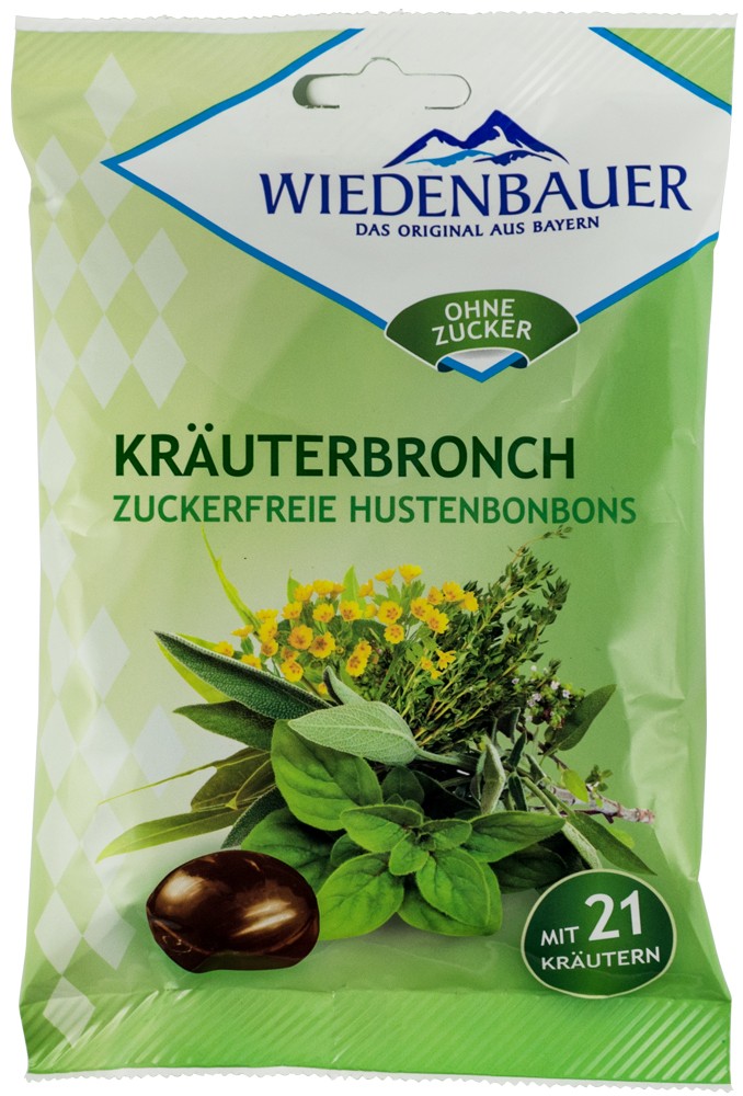 Bomboane fara zahar pentru tuse cu 21 de plante medicinale, 75g Wiedenbauer