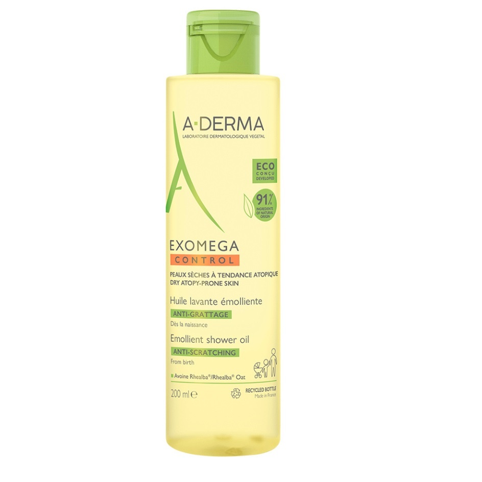 Ulei de dus A-Derma Exomega Control pentru piele uscata si atopica (Concentratie: Ulei de baie, Gramaj: 200 ml)