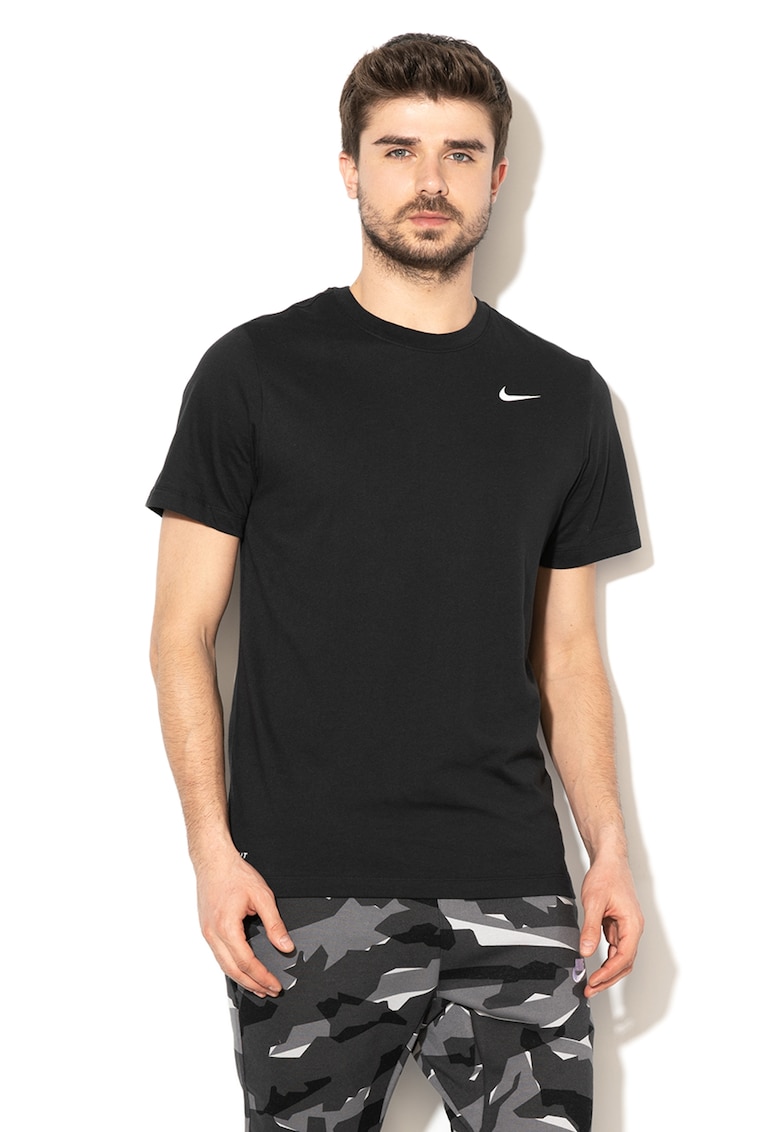 Tricou cu tehnologie Dri-FIT si decolteu la baza gatului - pentru fitness - Alb/Negru