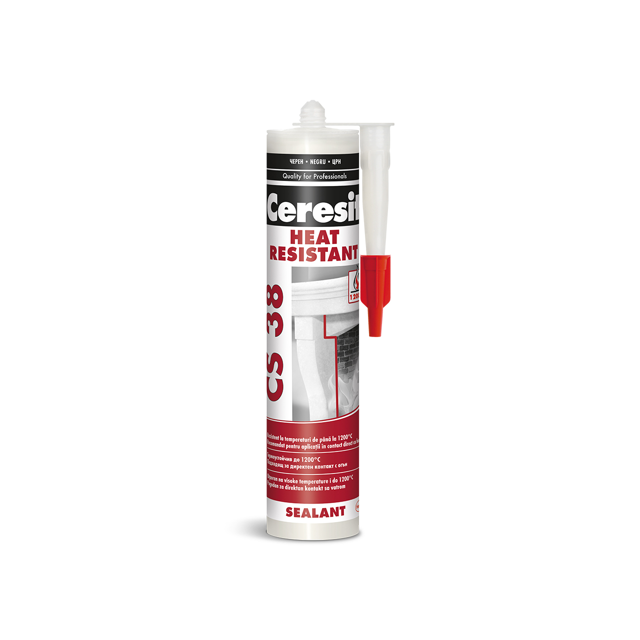 Silicon Ceresit CS 38, negru, rezistent la temperatura, 300 ml