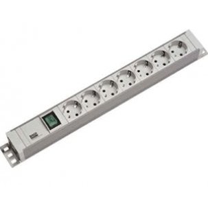 Prelungitor Prelungitor Bachmann PDU 19, 1U, 7 prize schuko, cu intrerupator, impamantare, cablu alimentare 2m cu conector