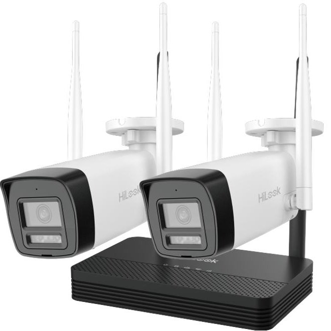 Kit 2 camere Wifi cu NVS HiLook IKS-2044BH-PH/W, 4MP, lentila 2.8mm, IR 30m, microfon si difuzor, detectie miscare
