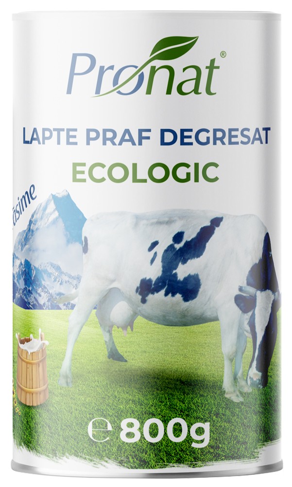 Lapte praf bio degresat, 1% grasime, 800g Pronat