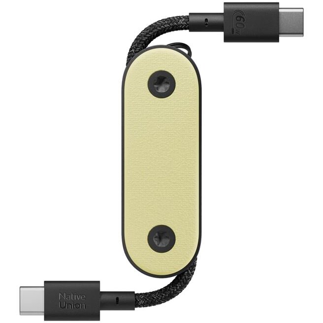 Cablu de date Pocket, 2x USB-C, 60W, 17cm, Galben
