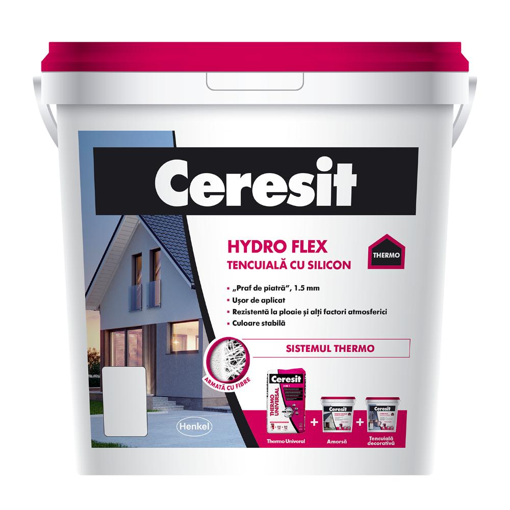 Tencuiala decorativa cu silicon Ceresit Hydro Flex, aspect praf de piatra, granulatie 1.5 mm, interior/exterior, Andalusia2, 25 kg