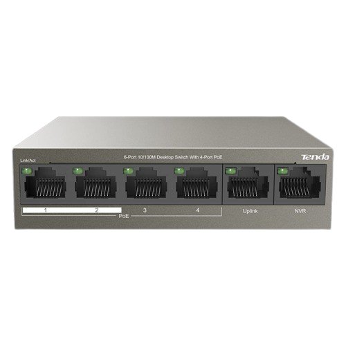 Switch TENDA TND-TEF1106P-4-63W, 4 porturi PoE, 2 porturi uplink RJ45 10/100Mbps