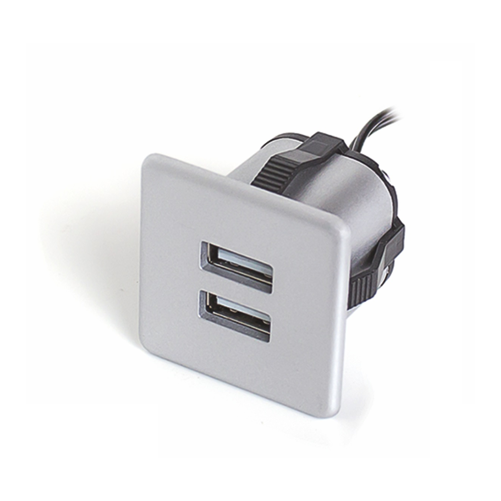 Mufa incarcare USB dubla, Furnika, 2 prize,0,15 m, aluminiu, IP20