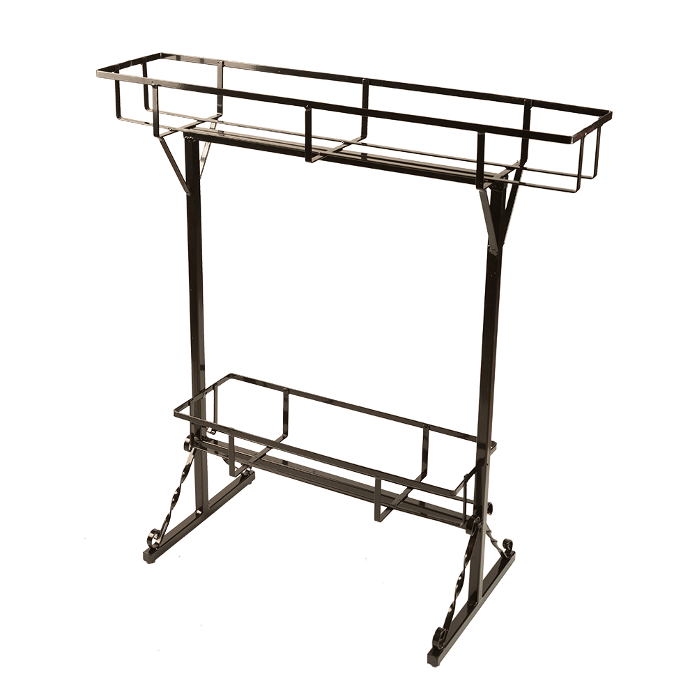 Stativ 2 jardiniere, fier forjat, negru, 80 cm