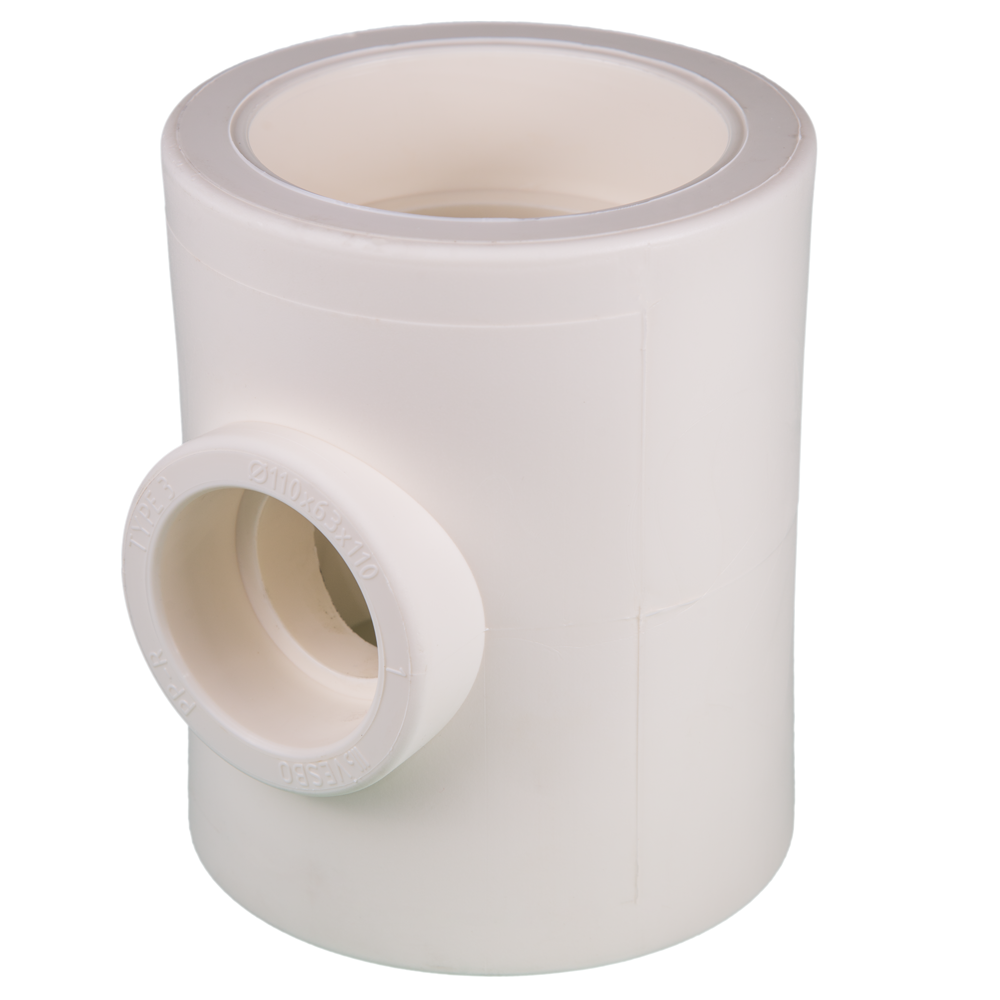 Teu redus PPR 110 mm Vesbo, 63 x 110 mm, filet interior, alb