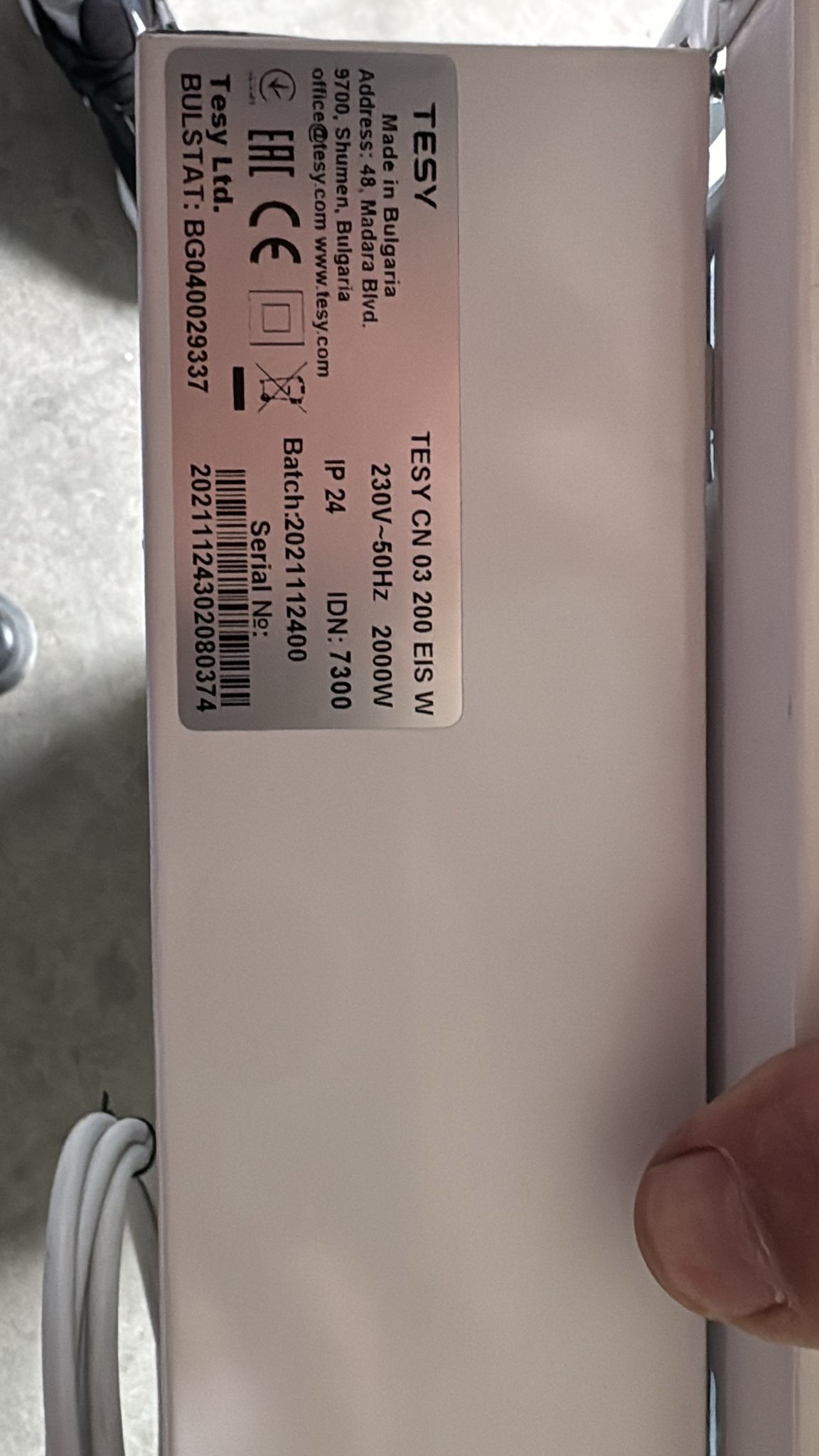 PRODUS RESIGILAT SAU USOR LOVIT DAR IN PERFECTA STARE DE FUNCTIONARE (5594) !!! Convector de perete Tesy CN03200EIS 2000 W Termostat de siguranta Termostat reglabil Protectie anti-inghet