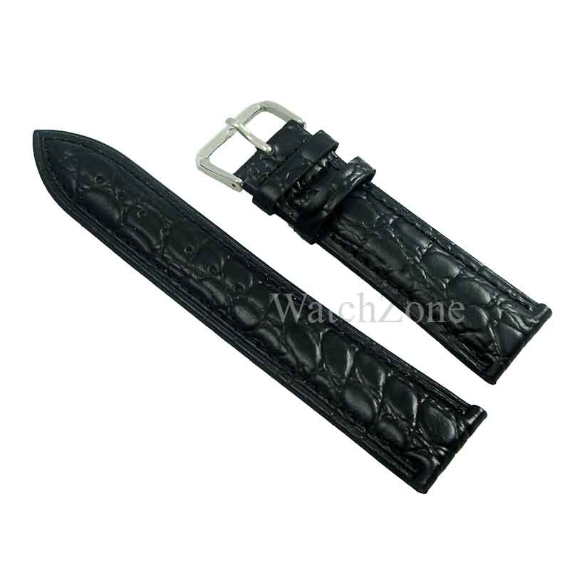 Curea ceas piele neagra cu imprimeu 20mm 22mm