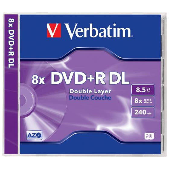 DVD+R DL Verbatim 8.5GB, 8x, jewel case, argintiu mat