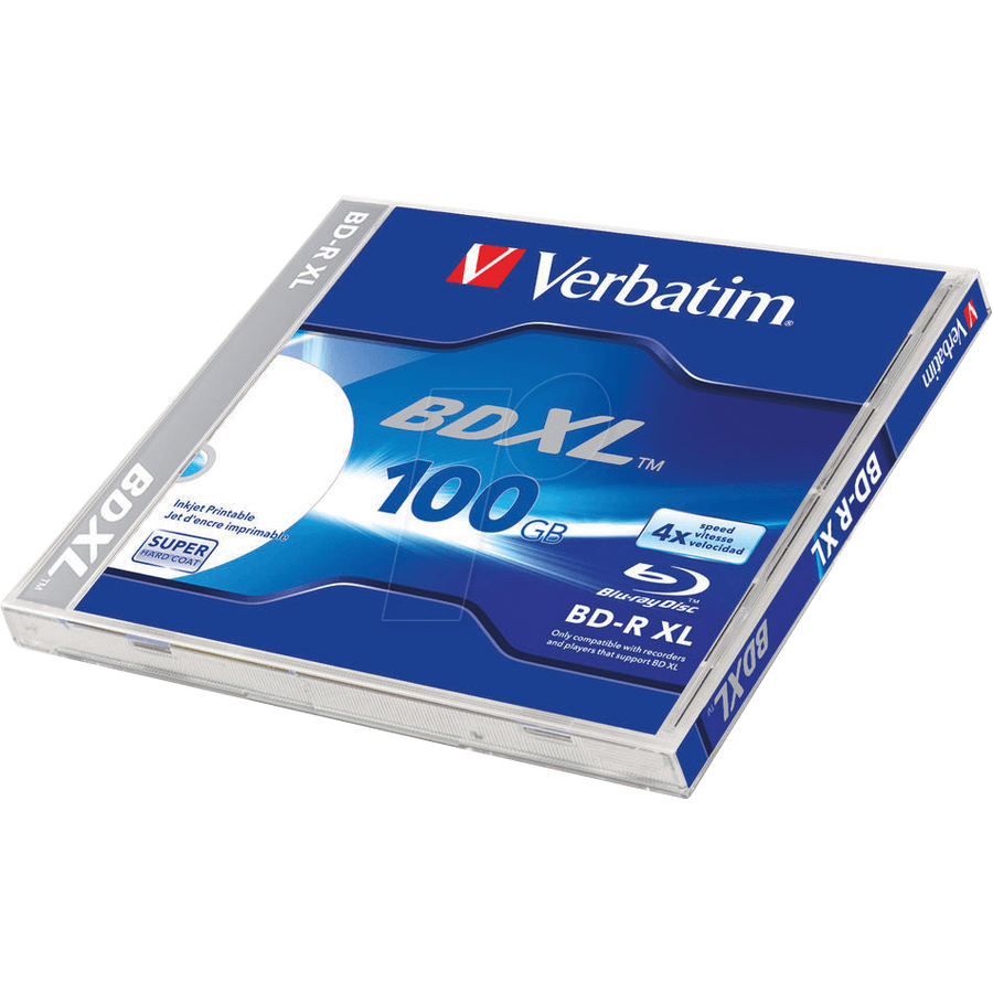 Blank Bd-R Verbatim Xl Datalife 4x 100gb Jc Wide White Inkjet Printable Hardcoat Surface