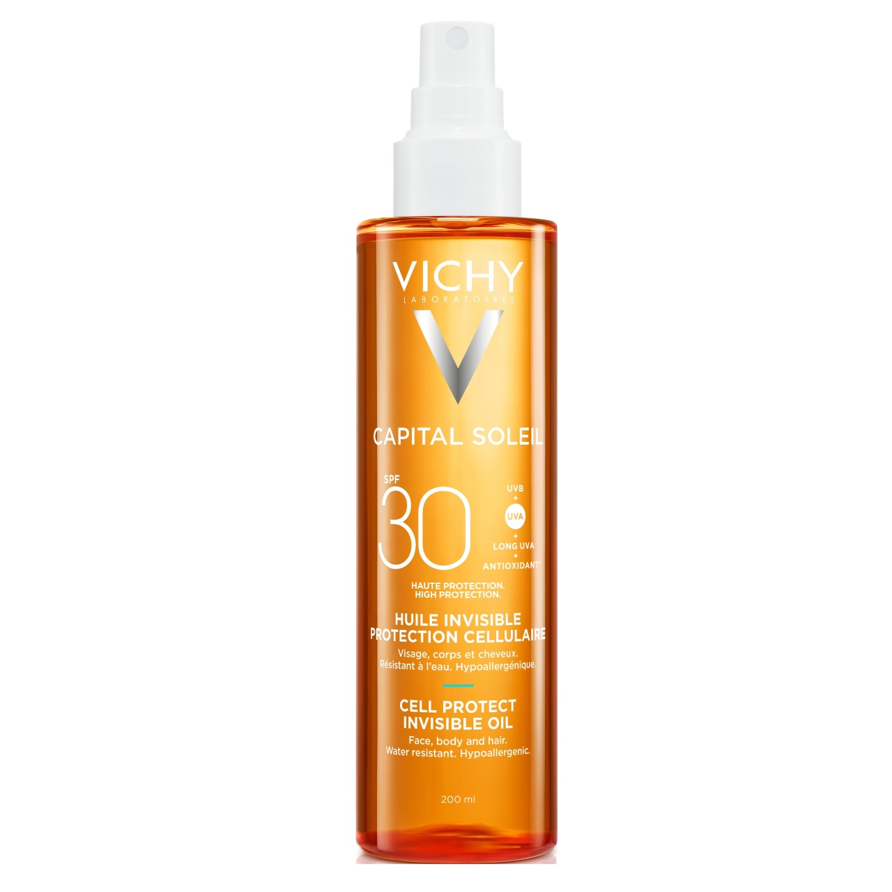 Ulei invizibil cu squalan, vitamina E si SPF30 Capital Soleil Vichy, 200 ml