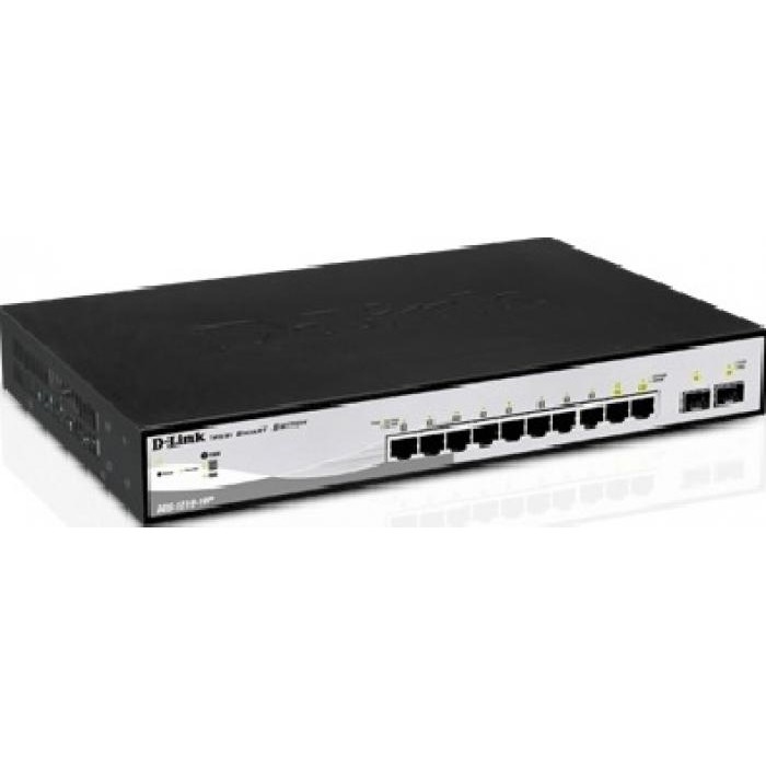 D-Link, Smart Switch 8 porturi 10/100/1000 Gigabit PoE, 2 porturi combo, Smart, Switching capacity 2