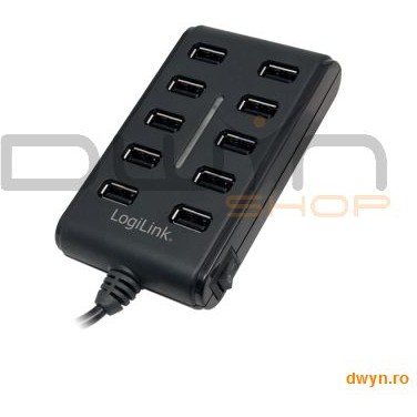 HUB USB 2.0 extern, 10*USB, incl. alimentare 3.5A, black, Logilink 'UA0125'