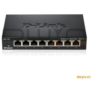 D-Link, Switch Desktop 8 porturi 10/100/1000 - Metal Housing