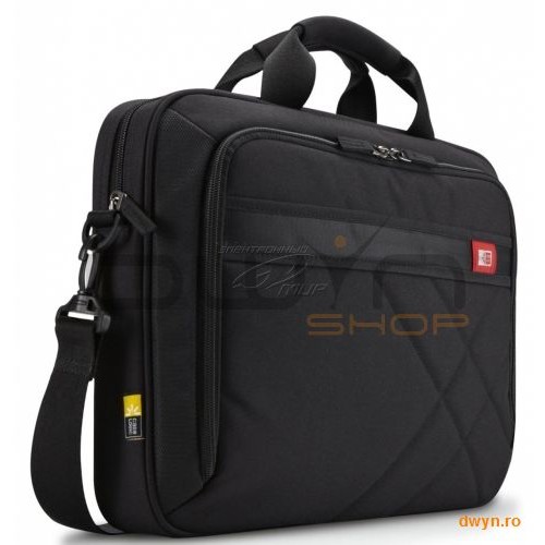 Geanta laptop 15.6' Case Logic, buzunar interior 10.1', buzunar frontal, poliester, black 'DLC-115'