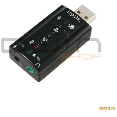 SB 7.1 USB, mic. 3.5mm jack, boxe 3.5mm jack, alimentare USB, Plug&Play, Logilink 'UA0078'