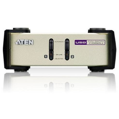 ATEN CS82U 2-Port PS/2-USB KVM Switch, 2x Custom KVM Cable sets, Non-powered