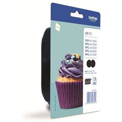 Cerneala Brother LC123BKBP2 neagra, pachet dublu| 600pgs | MFC-J4510DW