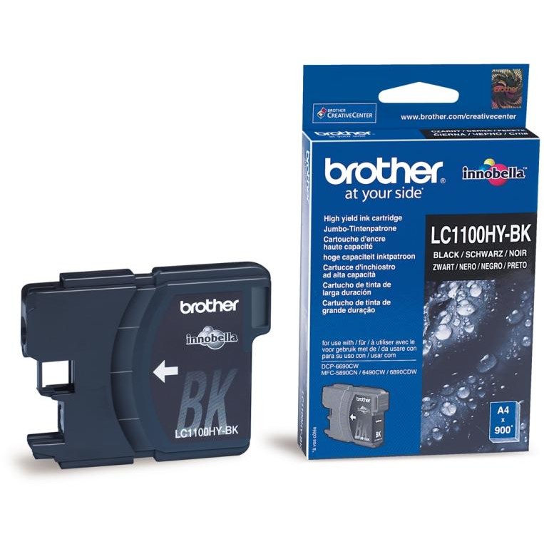 Cerneala Brother LC1100HYBK neagra|900pgs| DCP6690CW/MFC5895/6490/6890