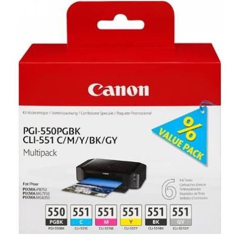 PGI-550/CLI-551 PGBK/C/M/Y/BK/GY Multi Pack
