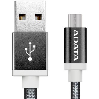 Sync  Charge Cable  ADATA  2.4 A  1M  Black  Aluminium   MicroUSB