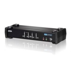 ATEN CS1764A 4-Port DVI USB 2.0 KVMP Switch, 4x DVI-D Cables, 2-port Hub, Audio