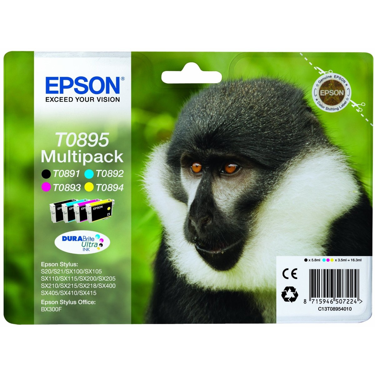Cartus cerneala color Epson St. S20/SX100/105 multipack ( b+c+m+y ), 5,8ml+3*3,5ml