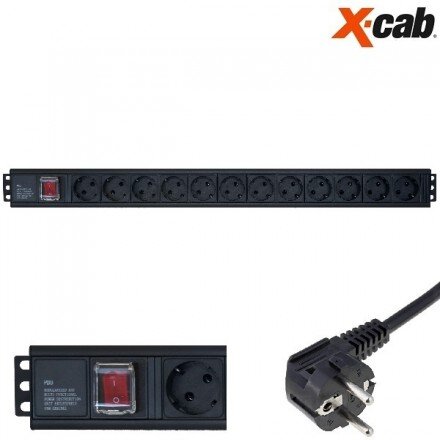 PRIZA DE RACK 19, 12 posturi (schuko), cu intrerupator Xcab-1219