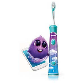 Philips Periuta de dinti Philips Sonicare Kids HX6322/04, Bluetooth, 2 moduri, 2 capete de periere, Numar de miscari/minut 62000, Alb/Albastru