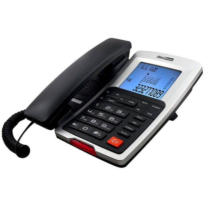 Telefon cu fir analogic MaxCom KXT709, Negru Argintiu