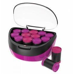 Set de bigudiuri electrice Remington Jumbo Curls H5670, 12 bigudiuri, 2 dimensiuni extra mari, Invelis catifea, Ionizare, Nucleu ceara, Mov