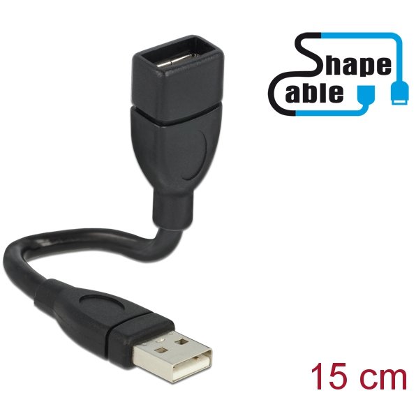 Delock Cable USB 2.0 A male > USB 2.0 A female ShapeCable 0.15 m