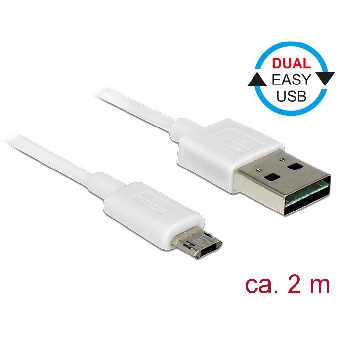 Delock Cable Easy USB 2.0 type-A male > Easy USB 2.0 type Micro-B male 2m white