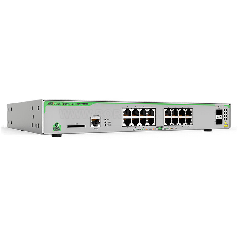 SWITCH ALLIED TELESIS 16PORT 10/100/1000T/+2SFP AT-GS970M/18-50