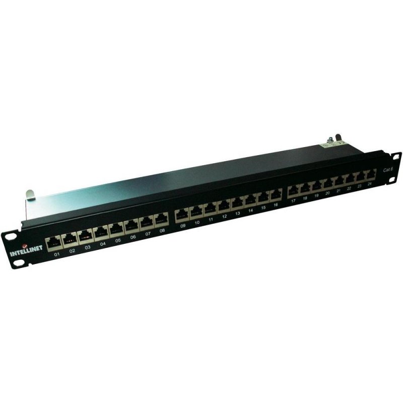 Patch Panel Intellinet 24 porturi, FTP, Cat6 ecranat, 1U pentru rack 19, sistem prindere de tip punch-down 720038